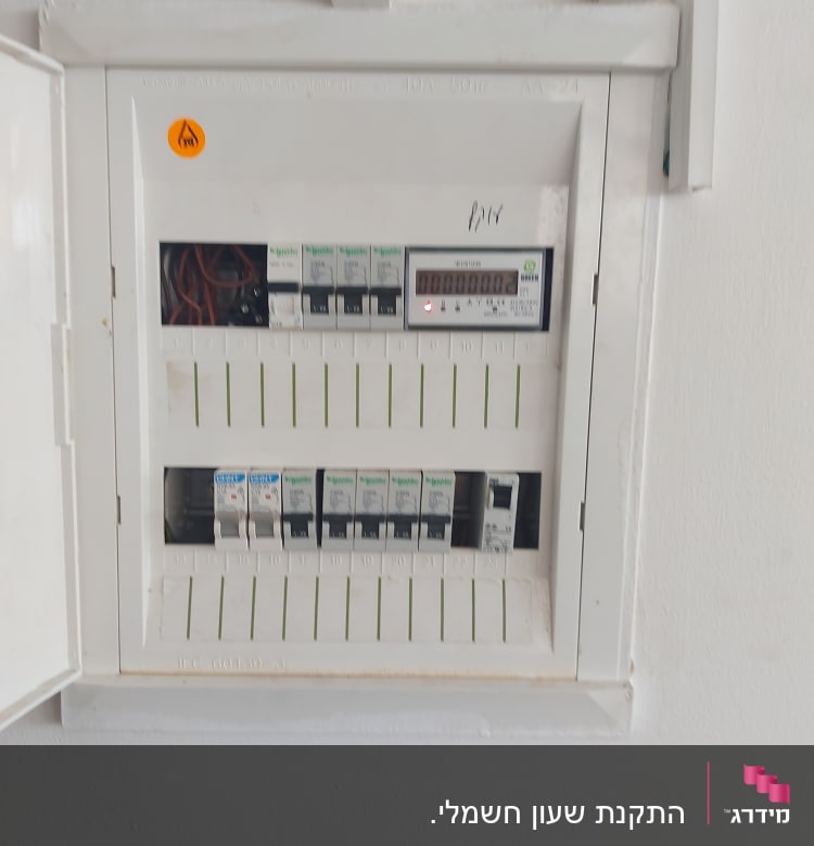 לוח חשמל עם מפסקים ומונה דיגיטלי